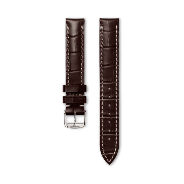 Bracelet Longines Cuir Grainé Brun Mat Imprimé Crocodile 14 mm