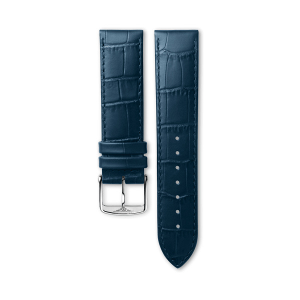 Bracelet Longines Cuir Grainé Bleu Mat Imprimé Crocodile 21 mm