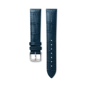 Bracelet Longines Cuir Grainé Bleu Mat Imprimé Crocodile 18 mm
