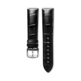Bracelet Longines Alligator Noir Brillant 20 mm