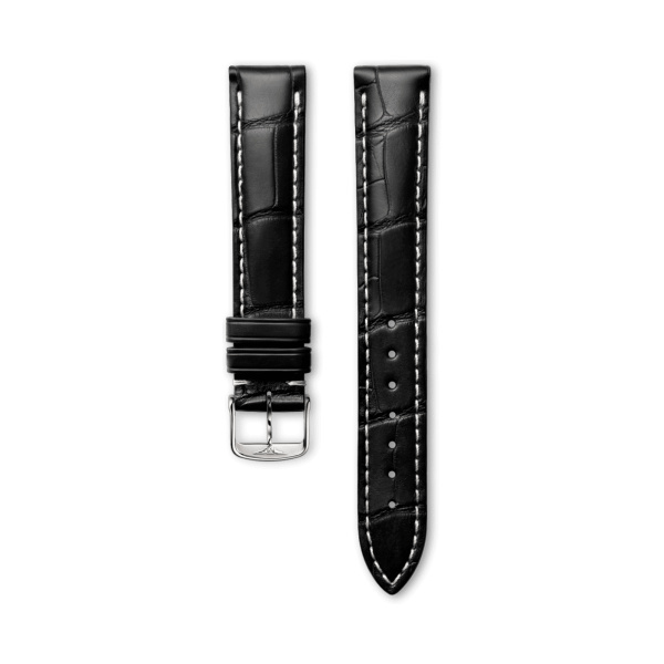 Bracelet Longines Alligator Noir Mat 15 mm