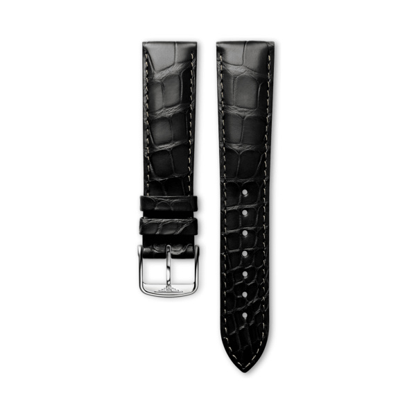 Bracelet Longines Alligator Noir Mat 19 mm
