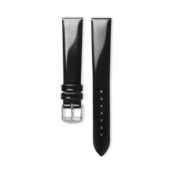 Bracelet Longines Cuir De Veau Noir Brillant 17 mm