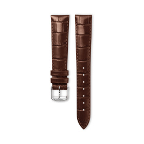 Bracelet Longines Cuir Grainé Brun Clair Semi Mat Imprimé Crocodile 17 mm