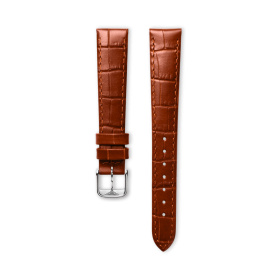 Bracelet Longines Cuir Grainé Brun Clair Semi Mat Imprimé Crocodile 15 mm