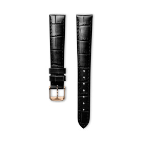 Bracelet Longines Cuir Grainé Noir Mat Imprimé Crocodile 15 mm
