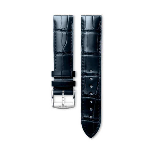 Bracelet Longines Alligator Bleu Semi-Mat 19 mm