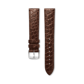 Bracelet Longines Cuir Grainé Brun Mat Imprimé Crocodile 18 mm