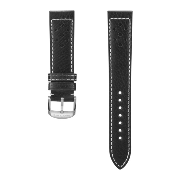 Bracelet noir en cuir de veau sur le thème de la course  20 MM