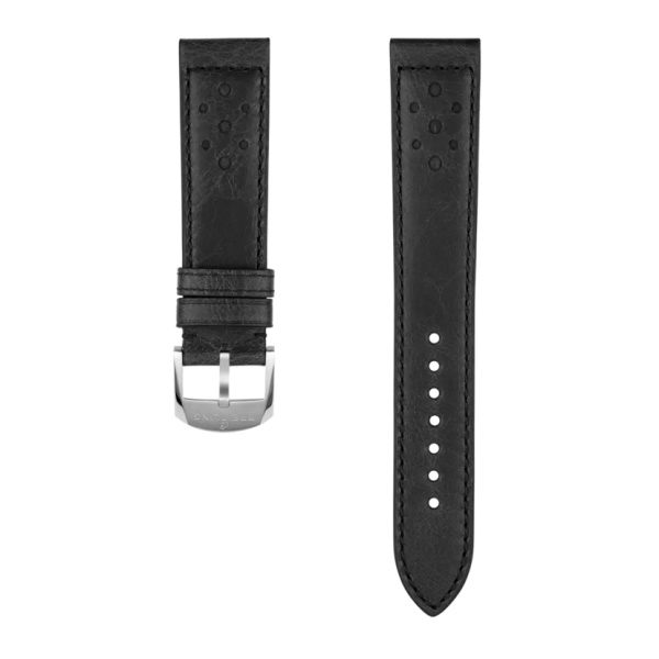 Bracelet noir en cuir de veau sur le thème de la course  20 MM