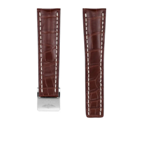 Bracelet Breitling Cuir Alligator marron 24 MM