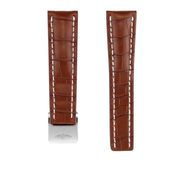 Bracelet Breitling Cuir Alligator doré 24 MM