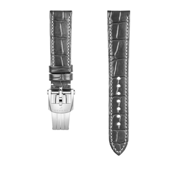 Bracelet Breitling Cuir Alligator gris 18 MM