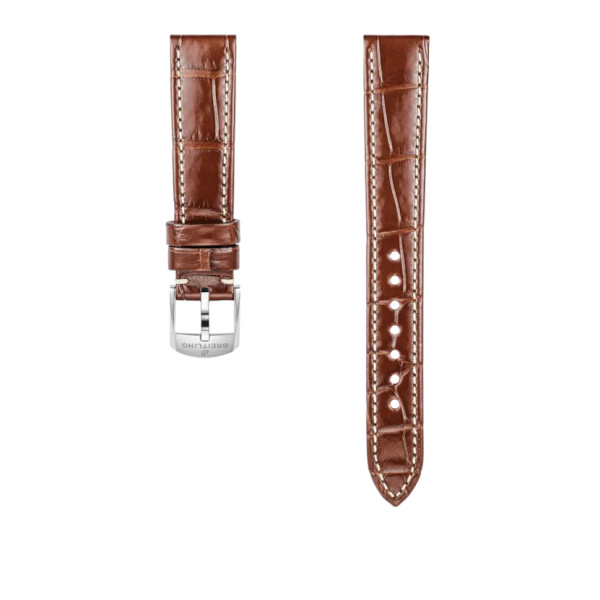 Bracelet Breitling Cuir Alligator marron 16 MM