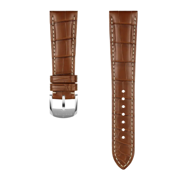 Bracelet Breitling Cuir Alligator brun doré 22 MM