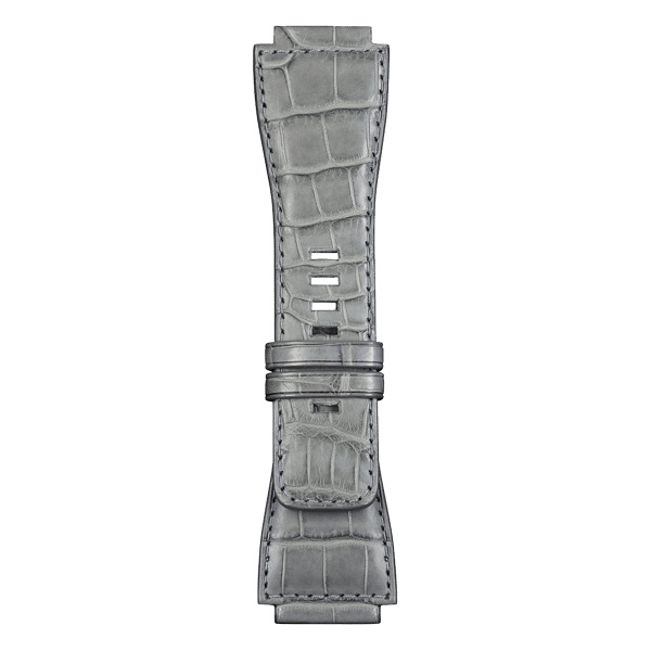 Bracelet Bell & Ross BR-03 42mm BR-01 BR-X1 Cuir Alligator Grise