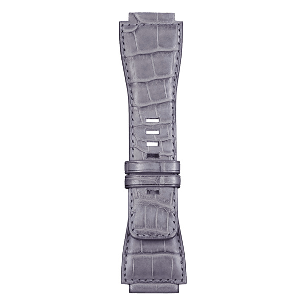 Bracelet Bell & Ross BR-03 42mm BR-01 BR-X1 Cuir Alligator Gris/Bleu