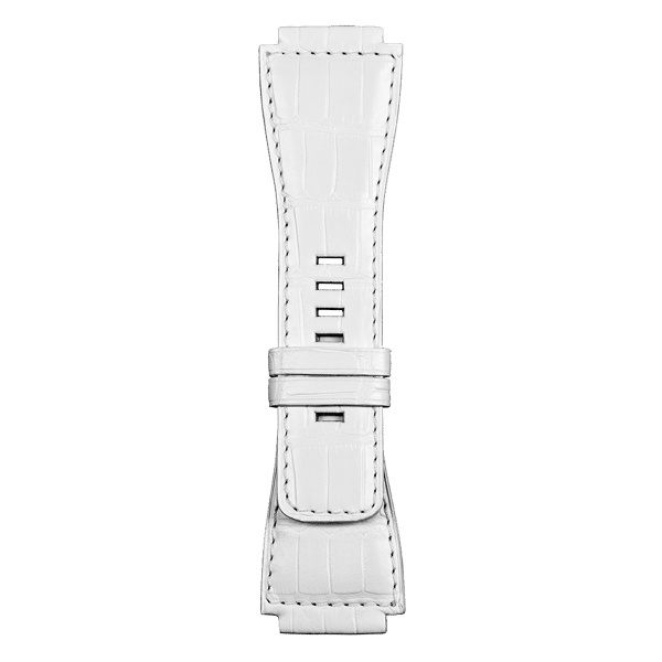 Bracelet Bell & Ross BR-03 42mm BR-01 BR-X1 Cuir Alligator Blanc