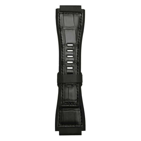 Bracelet Bell & Ross BR-03 42mm BR-01 BR-X1 Bi-Matière Noir Caoutchouc Et Cuir Alligator