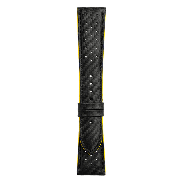 Bracelet Bell & Ross BR 123 BR 126 BR V2 BR V3 Cuir Effet Fibre De Carbone Noir Et Jaune