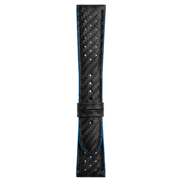 Bracelet Bell & Ross BR 123 BR 126 BR V2 BR V3 Cuir Effet Fibre De Carbone Noir Et Bleu