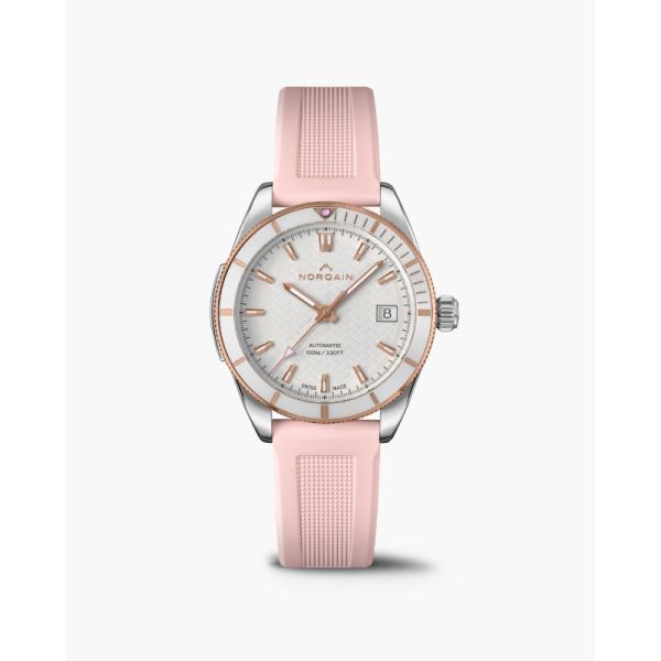 Montre Norqain Adventure Sport 37mm Lunette Or Rouge Bracelet Caoutchouc Rose