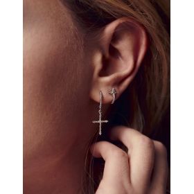 Boucle Unique Stone Paris Croix Mini Créole Or Rose & Diamants