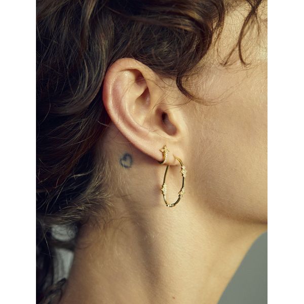 Boucle Unique Stone Paris Croix Mini Créole Or Jaune & Diamants