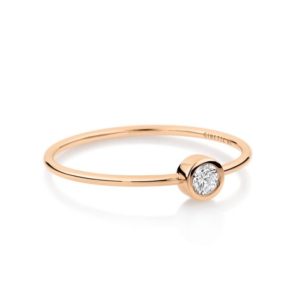 Bague Ginette NY Medium Lonely Diamond Ring Or Rose