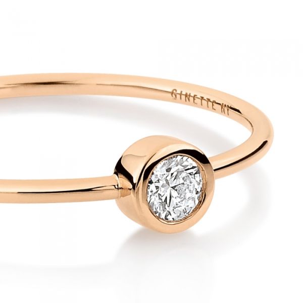 Bague Ginette NY Medium Lonely Diamond Ring Or Rose