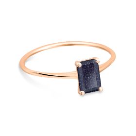 Bague Ginette NY Mini Midnight Blue Sandstone Ring Or Rose