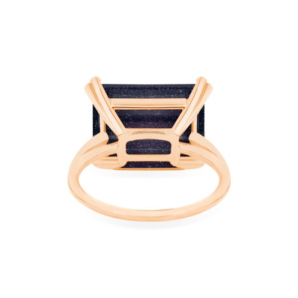 Bague Ginette NY Midnight Horizontal Blue Sandstone Ring Or Rose