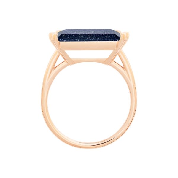 Bague Ginette NY Midnight Horizontal Blue Sandstone Ring Or Rose