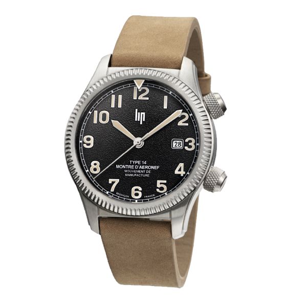 Montre Lip Type 14 41mm Automatique Cadran Noir Bracelet Cuir