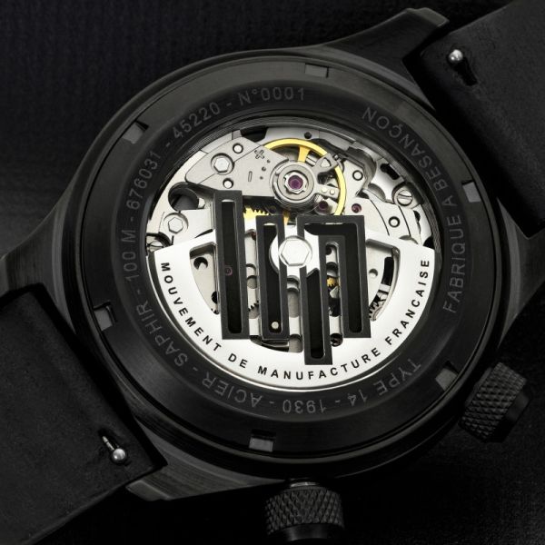 Montre Lip Type 14 41mm Automatique Cadran Noir Bracelet Cuir PVD Noir