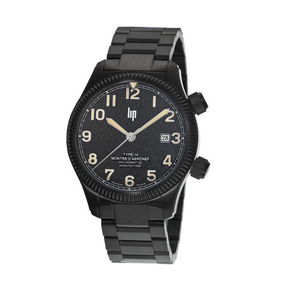 Montre Lip Type 14 41mm Automatique Cadran Noir Bracelet Acier PVD Noir
