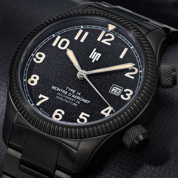 Montre Lip Type 14 41mm Automatique Cadran Noir Bracelet Acier PVD Noir
