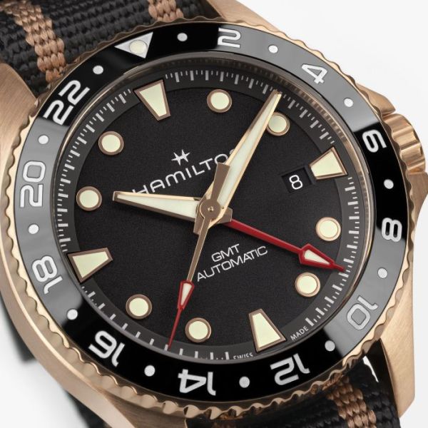 Montre Hamilton Khaki Navy Scuba automatic GMT 43mm bronze Cadran Noir