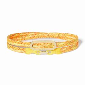 Bracelet Dinh Van sur cordon jaune tonic Maillon L or jaune