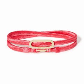 Bracelet Dinh Van sur cordon rose Maillon L or jaune