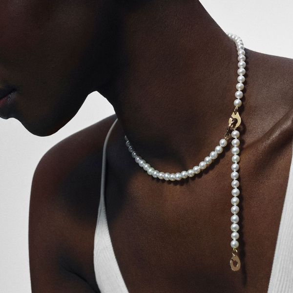 Collier Dinh Van 3 Menottes Or jaune Moyen Modèle Perles