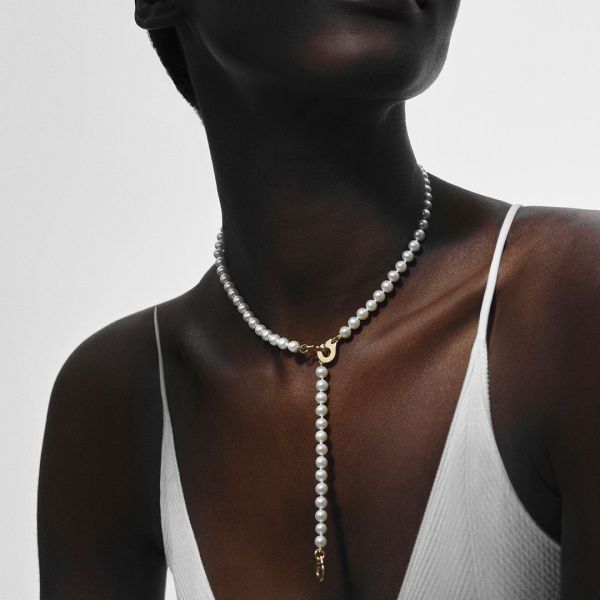 Collier Dinh Van 3 Menottes Or jaune Moyen Modèle Perles