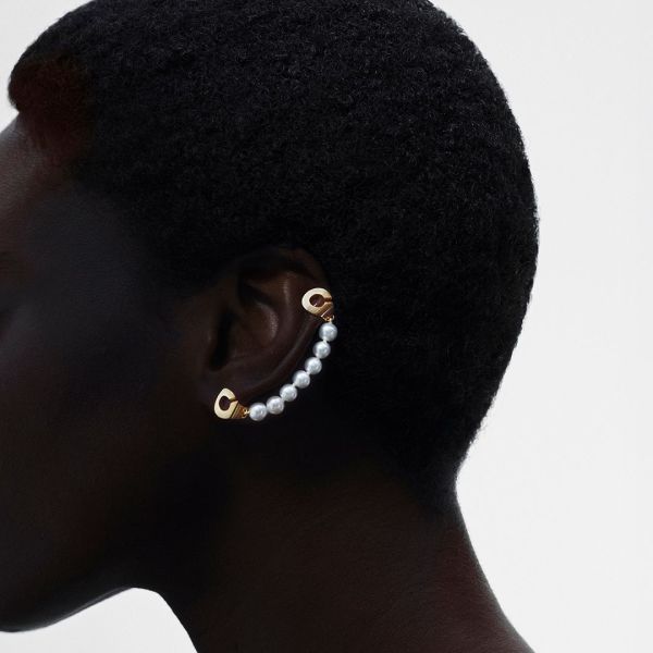 Boucle d'Oreille Dinh Van Menottes Or jaune Perles