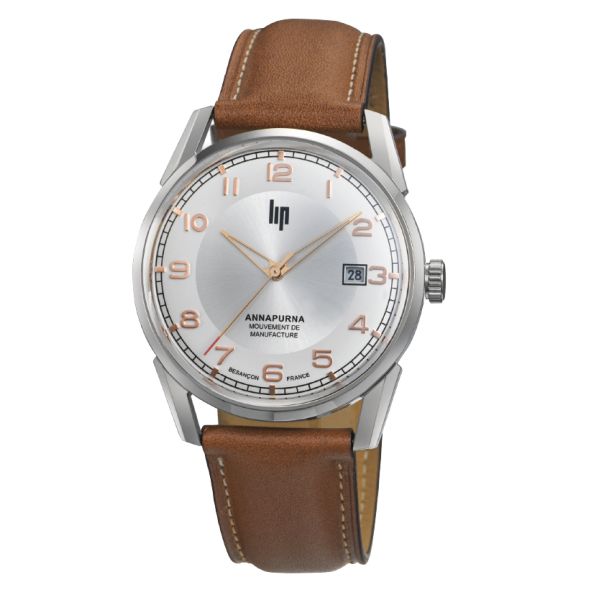 Montre LIP Valentin Annapurna classique automatique bracelet cuir marron