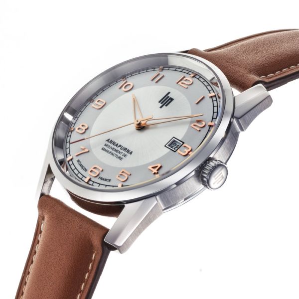 Montre LIP Valentin Annapurna classique automatique bracelet cuir marron