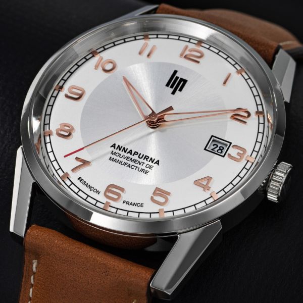 Montre LIP Valentin Annapurna classique automatique bracelet cuir marron