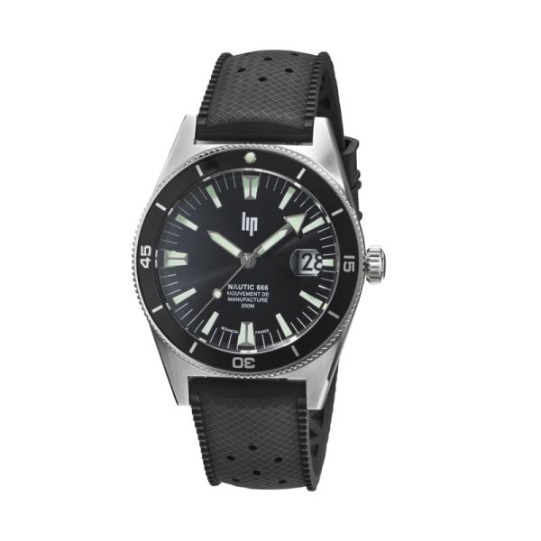 Montre LIP Nautic 666 Manufacture Cadran Gris Bracelet Noir