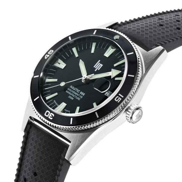 Montre LIP Nautic 666 Manufacture Cadran Gris Bracelet Noir