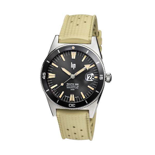 Montre LIP Nautic 666 Manufacture Cadran Gris Bracelet Beige