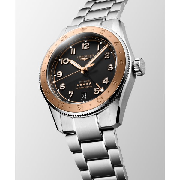 Montre Longines Spirit Zulu Time 1925 Acier Inoxydable Or Rose